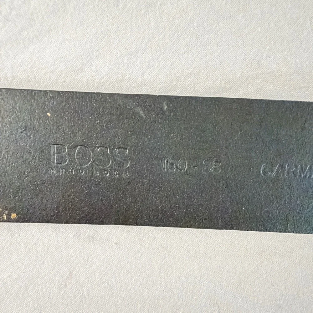 Hugo Boss Carmello Black Leather Belt Mens Size 100 38 Gunmetal Buckle 50290979